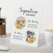 Aangepaste handtekening Drinken Zonnebloemen Pet W Reclamebord Met Voetstuk (Insitu)