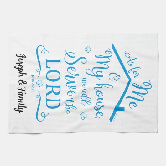 Aangepaste handtekening Joshua 24:15 Theedoek (Bla (Horizontaal)