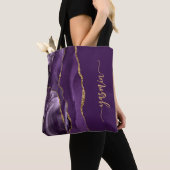 Aangepaste handtekening Paars Gold Agate Tote Bag (Dichtbij)