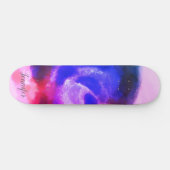 Aangepaste handtekening Roze Paarse waterverf bloe Persoonlijk Skateboard (Horizontaal)