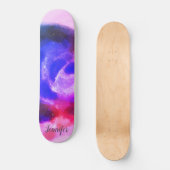 Aangepaste handtekening Roze Paarse waterverf bloe Persoonlijk Skateboard (Voorkant)