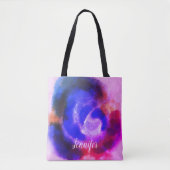 Aangepaste handtekening Roze Paarse Waterverf Flor Tote Bag (Voorkant)