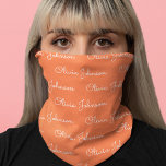 Aangepaste Handtekening Script Patroon Wit op Cora Bandana<br><div class="desc">Aangepaste handtekening Script Patroon Witte tekst op Coral Bandana. Laat uw stijl zien met deze gepersonaliseerde bandana met een chique signatuurscript in elegante witte tekst tegen een Coral-achtergrond. Dit veelzijdige accessoire voegt een persoonlijk tintje toe aan uw outfit, ideaal voor casual draag, geschenken of speciale evenementen. Het naadloze patroon zorgt...</div>