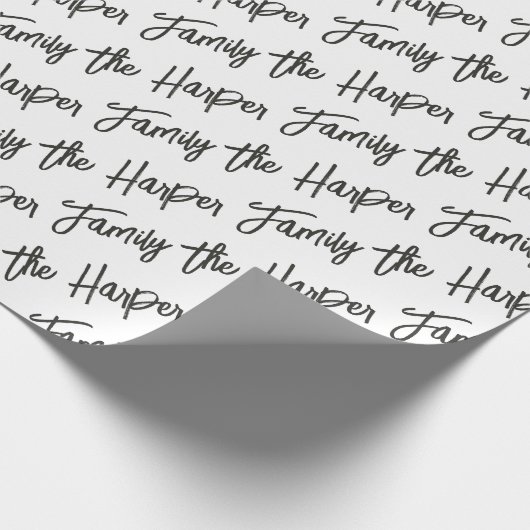 Aangepaste handtekening voor familie Modern Script Cadeaupapier (Hoek)
