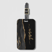 Aangepaste handtekening zwart-witgrijs bagagelabel (Voorkant (verticaal))