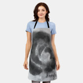 Aangepaste handtekening zwart-witte Waterverf Schort (Gedragen)