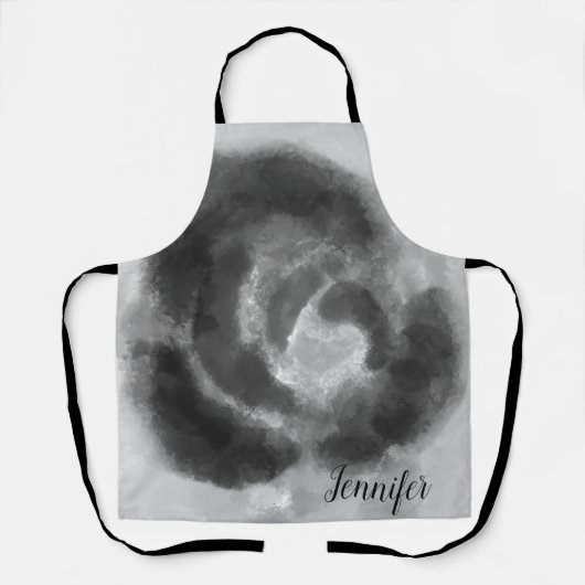 Aangepaste handtekening zwart-witte Waterverf Schort (Voorkant)
