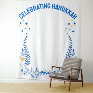 Aangepaste HANUKKAH FAMILIE REUNION Foto Achtergro Wandkleed