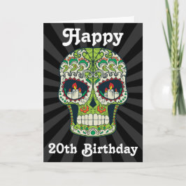 Aangepaste Happy 20th Birthday Sugar Skull Kaart