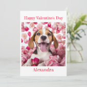 Aangepaste Happy Beagle Valentijn Feestdagenkaart (Staand voorkant)
