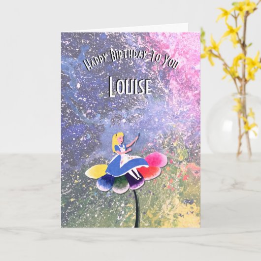 Aangepaste Happy Birthday ALICE-kaart Kaart (Gele Bloem)