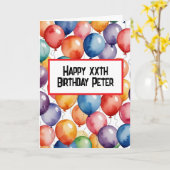 Aangepaste Happy Birthday ballonnen WATERVERF Kaart (Gele Bloem)