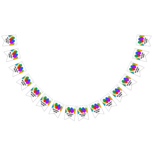 Aangepaste Happy Birthday ballonpartij bundelbanne Vlaggetjes (Alle)