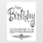 Aangepaste Happy Birthday Black Font Deuren Venste Raamsticker (Vel)