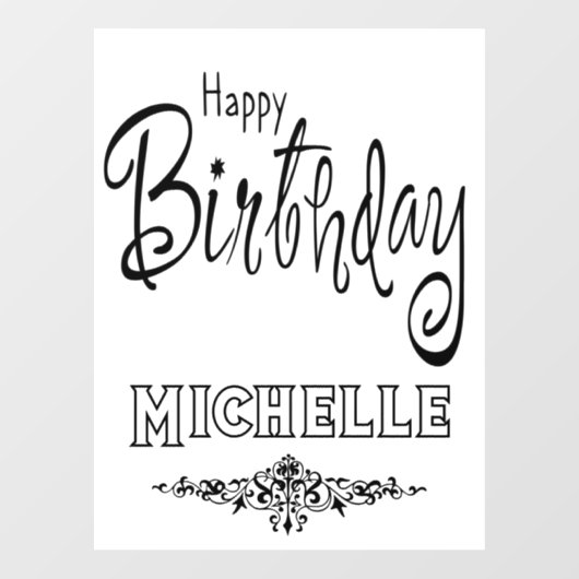 Aangepaste Happy Birthday Black Font Deuren Venste Raamsticker (Vel)