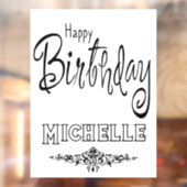 Aangepaste Happy Birthday Black Font Deuren Venste Raamsticker (Vel 2)
