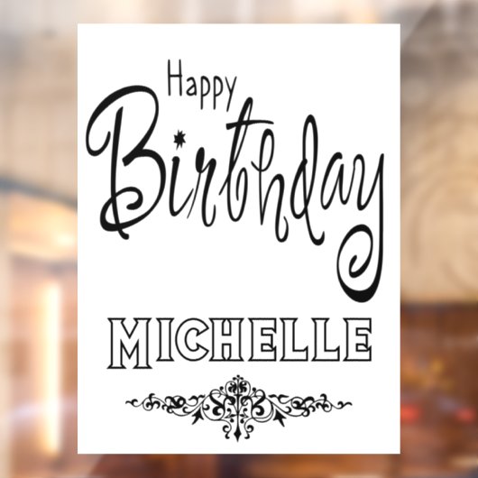 Aangepaste Happy Birthday Black Font Deuren Venste Raamsticker (Vel 2)