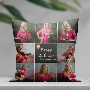 Aangepaste Happy Birthday Foto Collage Sierkussen