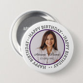 Aangepaste Happy Birthday Foto en Age Name Button (Voorkant /achterkant)