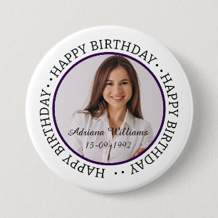 Aangepaste Happy Birthday Foto en Age Name Button