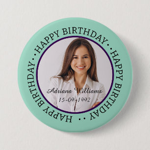 Aangepaste Happy Birthday Foto en Age Name Button