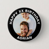 Aangepaste Happy Birthday Foto en leeftijd Naam Ronde Button 5,7 Cm (Voorkant)