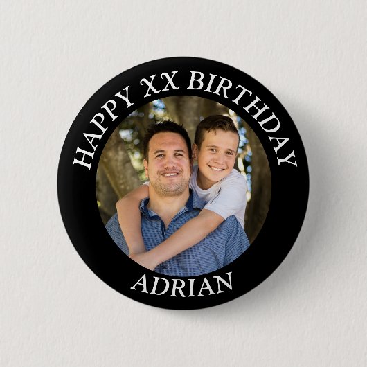 Aangepaste Happy Birthday Foto en leeftijd Naam Ronde Button 5,7 Cm (Voorkant)