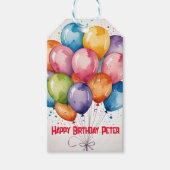 Aangepaste Happy Birthday Gift Label – Rainbow Bal Cadeaulabel (Voorkant)