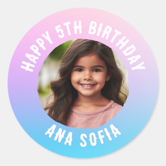 Aangepaste Happy Birthday Naam Elke Leeftijd Paste Ronde Sticker (Voorkant)