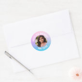 Aangepaste Happy Birthday Naam Elke Leeftijd Paste Ronde Sticker (Envelop)