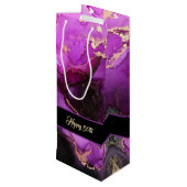 Aangepaste Happy Birthday Paars Black Gift Bag Wijn Cadeautas (Achterkant Gekanteld)