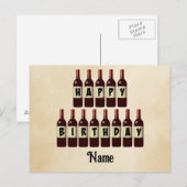 Aangepaste Happy Birthday Rode Wijnflessen Briefkaart (Voorkant / Achterkant)