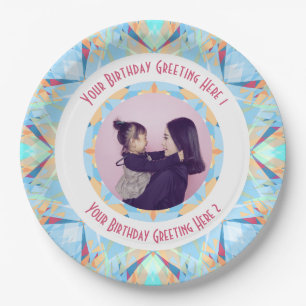 Aangepaste Happy Birthday Star Blauwe Foto Groet Papieren Bordje