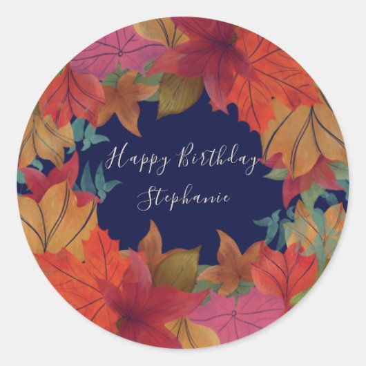 Aangepaste Happy Birthday-sticker Ronde Sticker (Voorkant)