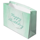 Aangepaste Happy Birthday Text Mint Green Sjabloon Groot Cadeauzakje (Achterkant Gekanteld)