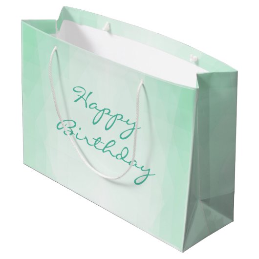 Aangepaste Happy Birthday Text Mint Green Sjabloon Groot Cadeauzakje (Achterkant Gekanteld)