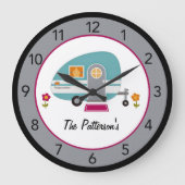 Aangepaste Happy Camper Grote Klok (Voorkant)