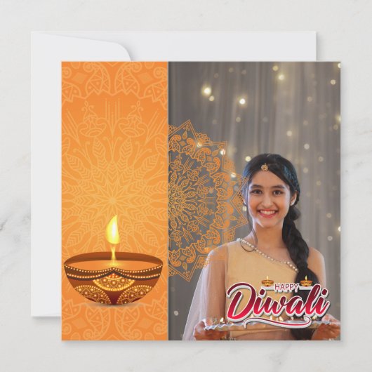 Aangepaste Happy Diwali Festival van de Lichte Fot Feestdagenkaart (Voorkant)