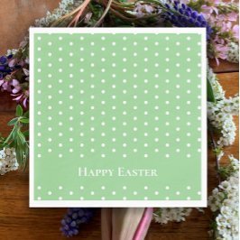 Aangepaste Happy Easter Mint Groen & Wit Polka Dot Servet