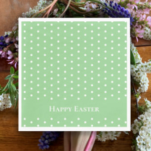 Aangepaste Happy Easter Mint Groen & Wit Polka Dot Servet