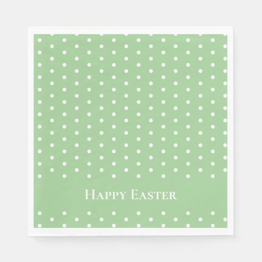 Aangepaste Happy Easter Mint Groen & Wit Polka Dot Servet (Voorkant)