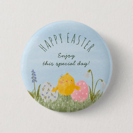 Aangepaste Happy Easter schattige waterverf Ronde Button 5,7 Cm
