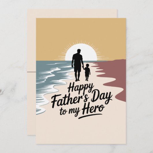 Aangepaste "Happy Father's Day to My Hero"-Kaart | Feestdagenkaart (Voorkant / Achterkant)