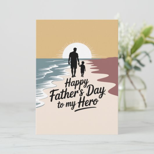 Aangepaste "Happy Father's Day to My Hero"-Kaart | Feestdagenkaart (Staand voorkant)