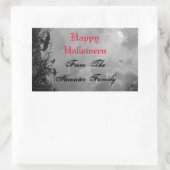 Aangepaste Happy Halloween met Full Moon Raven Rechthoekige Sticker (Tas)
