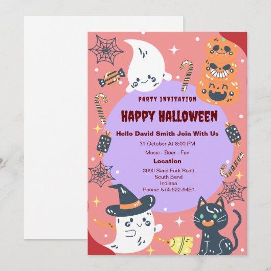 Aangepaste Happy Halloween Party Classic Kaart (Voorkant / Achterkant)