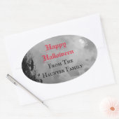 Aangepaste Happy Halloween-sticker met volle maan  Ovale Sticker (Envelop)