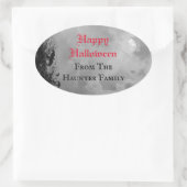 Aangepaste Happy Halloween-sticker met volle maan  Ovale Sticker (Tas)