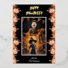 Aangepaste "Happy Halloween" twee foto's Folie Uitnodiging