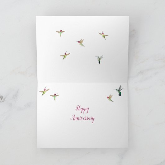 Aangepaste Happy Jubileum Hummingbird Card Kaart (Binnen)